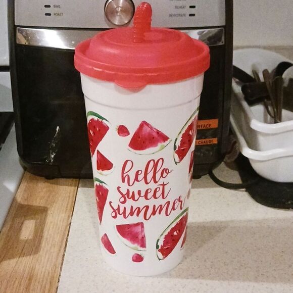 Set of 2 White & Blue 75oz Tumblers & Straws - Picture 5 of 6